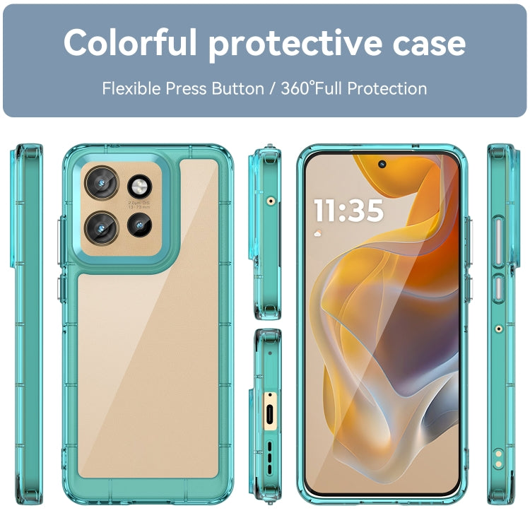 For Motorola Moto S50 Colorful Series Acrylic Hybrid TPU Phone Case(Transparent Blue)