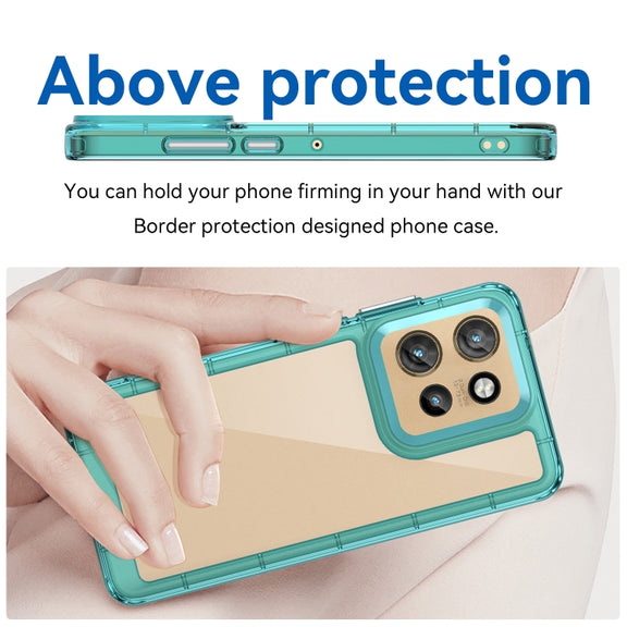 For Motorola Moto S50 Colorful Series Acrylic Hybrid TPU Phone Case(Transparent Blue)