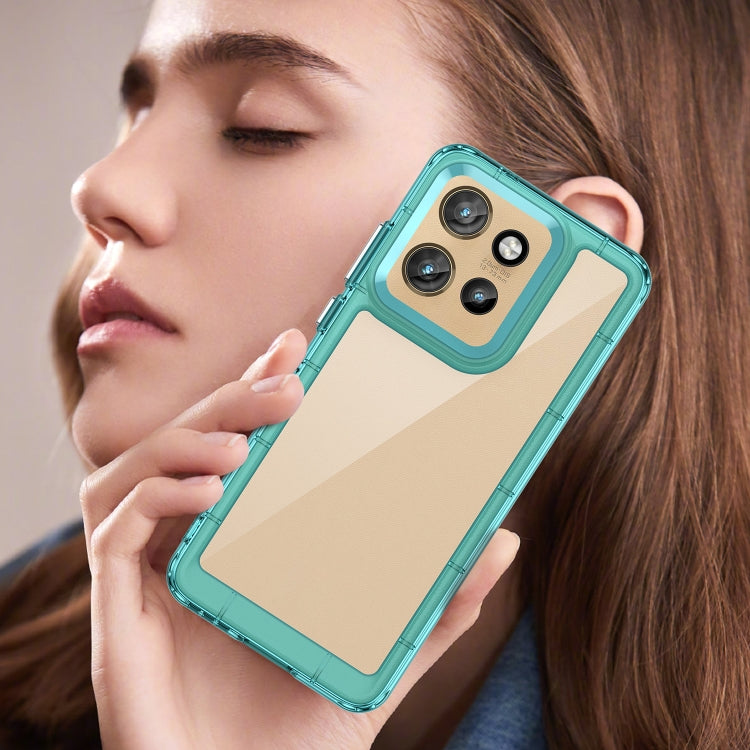 For Motorola Moto S50 Colorful Series Acrylic Hybrid TPU Phone Case(Transparent Blue)