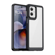 For Motorola Moto G55 5G Colorful Series Acrylic Hybrid TPU Phone Case(Black)