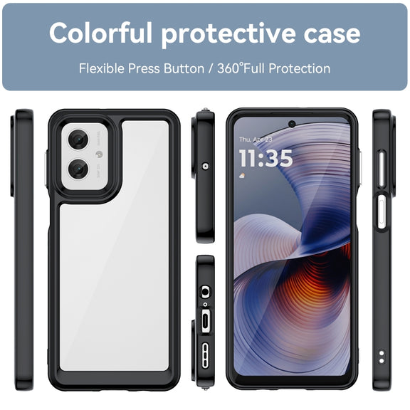 For Motorola Moto G55 5G Colorful Series Acrylic Hybrid TPU Phone Case(Black)