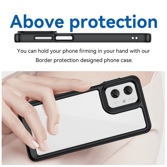 For Motorola Moto G55 5G Colorful Series Acrylic Hybrid TPU Phone Case(Black)