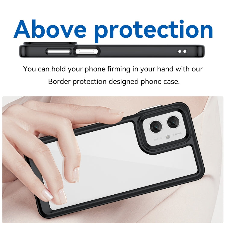 For Motorola Moto G55 5G Colorful Series Acrylic Hybrid TPU Phone Case(Black)