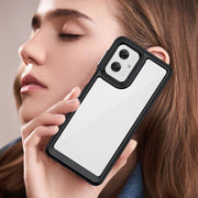 For Motorola Moto G55 5G Colorful Series Acrylic Hybrid TPU Phone Case(Black)