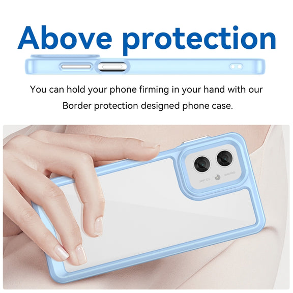 For Motorola Moto G55 5G Colorful Series Acrylic Hybrid TPU Phone Case(Blue)