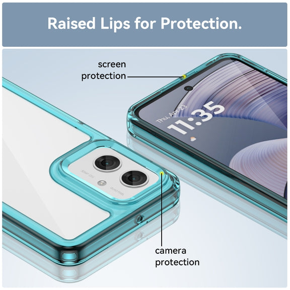 For Motorola Moto G55 5G Colorful Series Acrylic Hybrid TPU Phone Case(Transparent Blue)