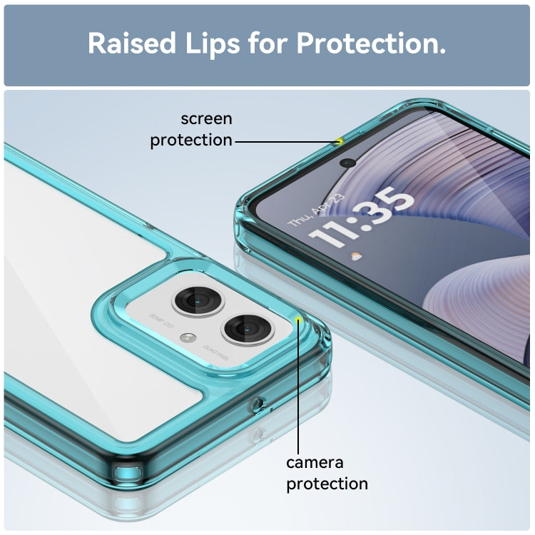 For Motorola Moto G55 5G Colorful Series Acrylic Hybrid TPU Phone Case(Transparent Blue)