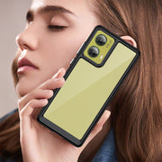 For Motorola Moto G85 Colorful Series Acrylic Hybrid TPU Phone Case(Black)