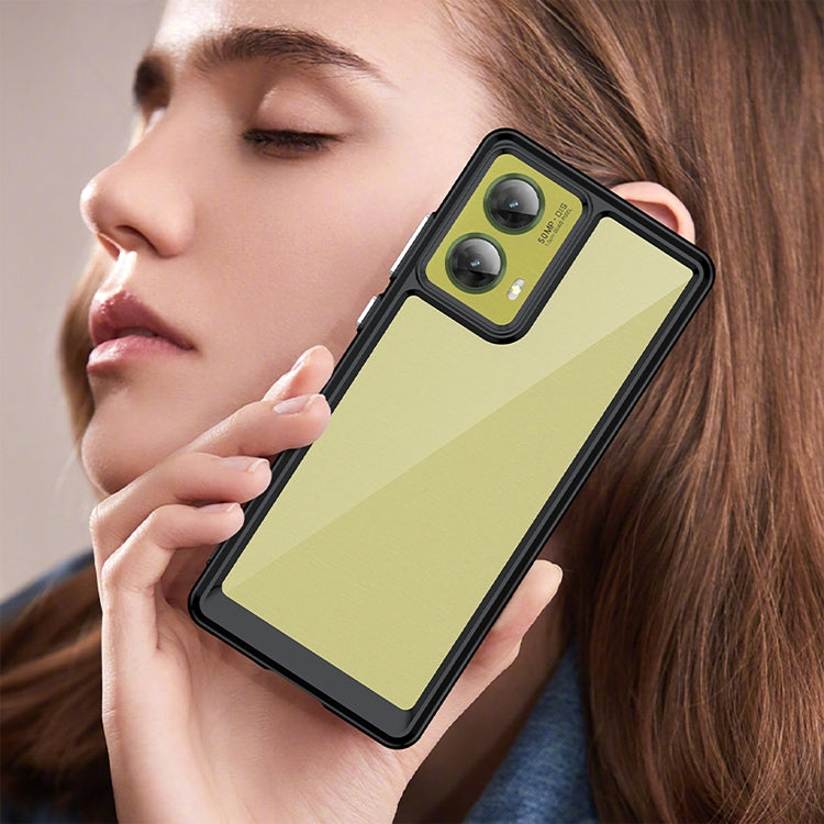 For Motorola Moto G85 Colorful Series Acrylic Hybrid TPU Phone Case(Black)