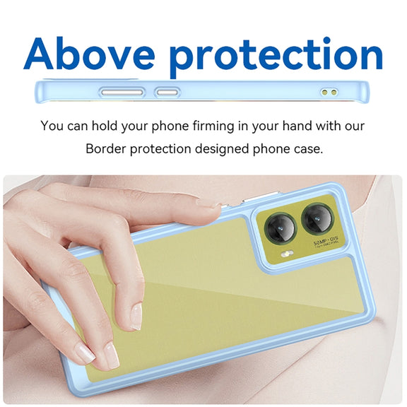 For Motorola Moto G85 Colorful Series Acrylic Hybrid TPU Phone Case(Blue)