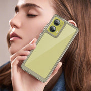 For Motorola Moto G85 Colorful Series Acrylic Hybrid TPU Phone Case(Transparent Grey)