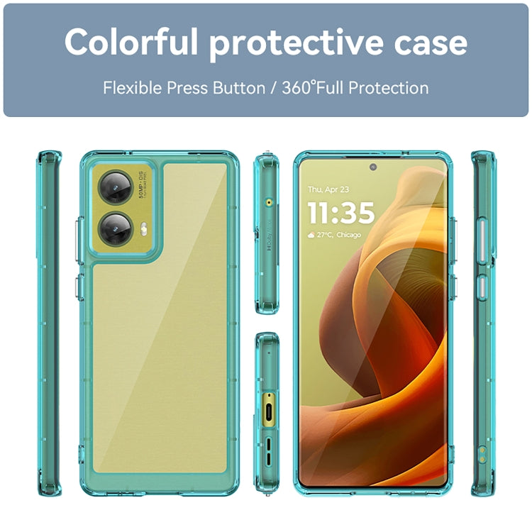 For Motorola Moto G85 Colorful Series Acrylic Hybrid TPU Phone Case(Transparent Blue)