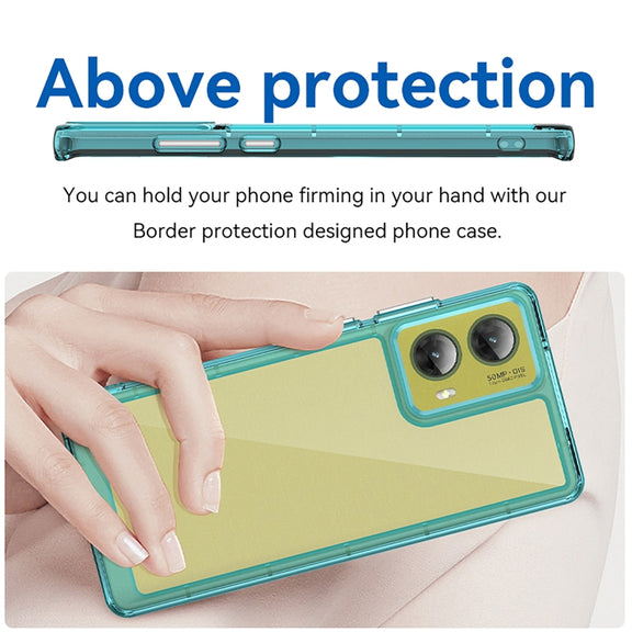 For Motorola Moto G85 Colorful Series Acrylic Hybrid TPU Phone Case(Transparent Blue)