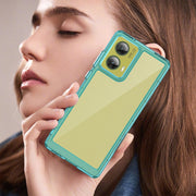 For Motorola Moto G85 Colorful Series Acrylic Hybrid TPU Phone Case(Transparent Blue)
