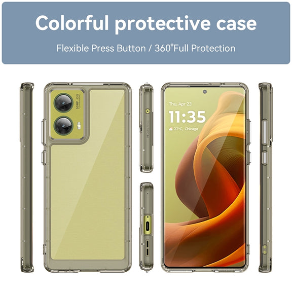 For Motorola S50 Neo Colorful Series Acrylic Hybrid TPU Phone Case(Transparent Grey)