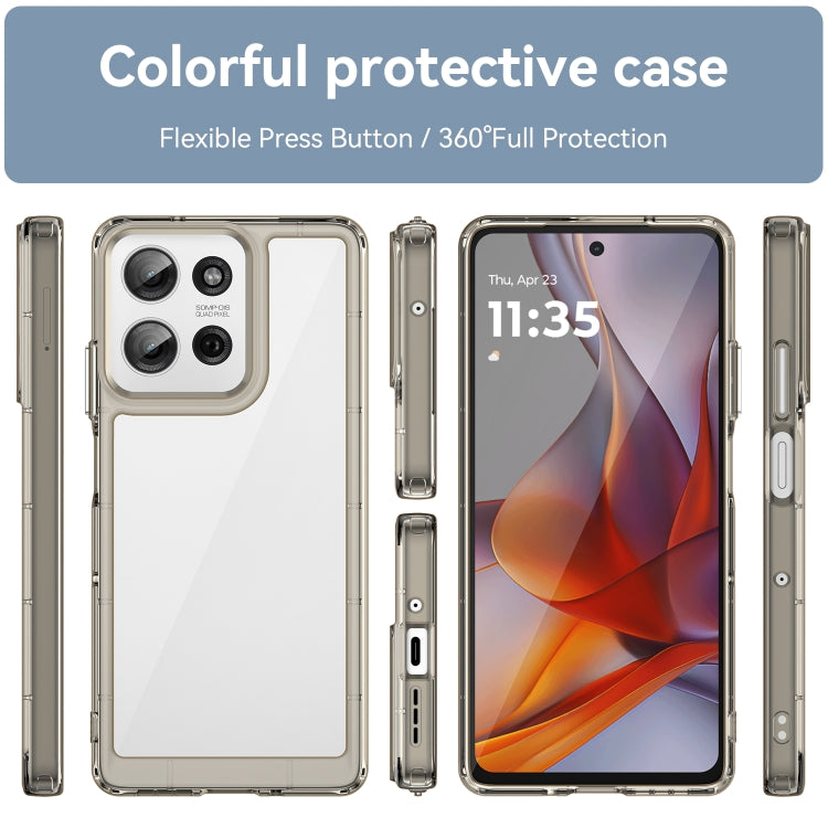 For Motorola Moto G75 5G Colorful Series Acrylic Hybrid TPU Phone Case(Transparent Grey)