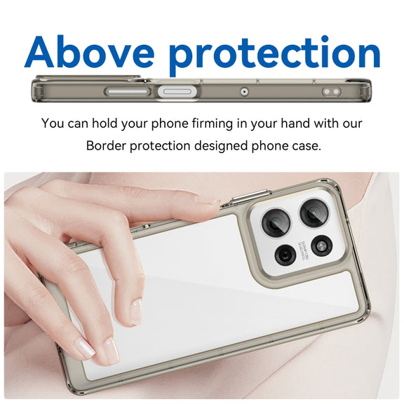 For Motorola Moto G75 5G Colorful Series Acrylic Hybrid TPU Phone Case(Transparent Grey)