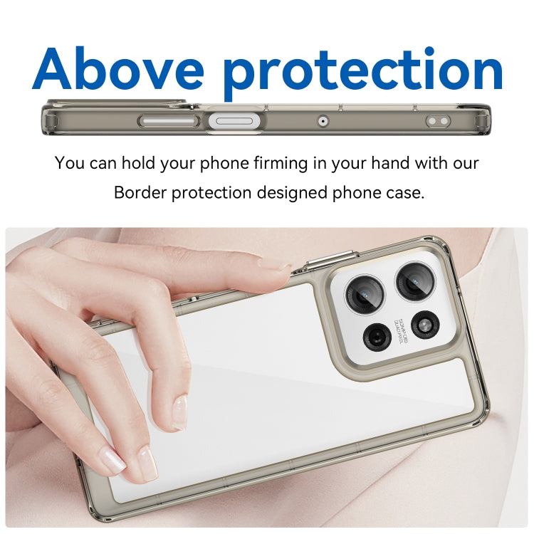 For Motorola Moto G75 5G Colorful Series Acrylic Hybrid TPU Phone Case(Transparent Grey)