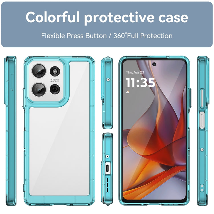 For Motorola Moto G75 5G Colorful Series Acrylic Hybrid TPU Phone Case(Transparent Blue)