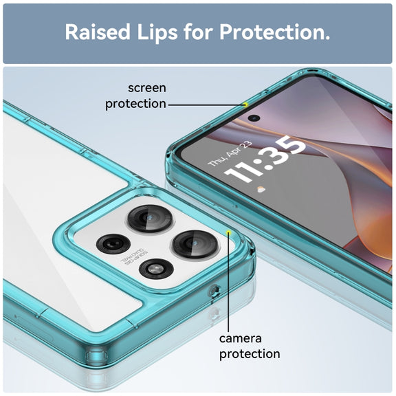 For Motorola Moto G75 5G Colorful Series Acrylic Hybrid TPU Phone Case(Transparent Blue)