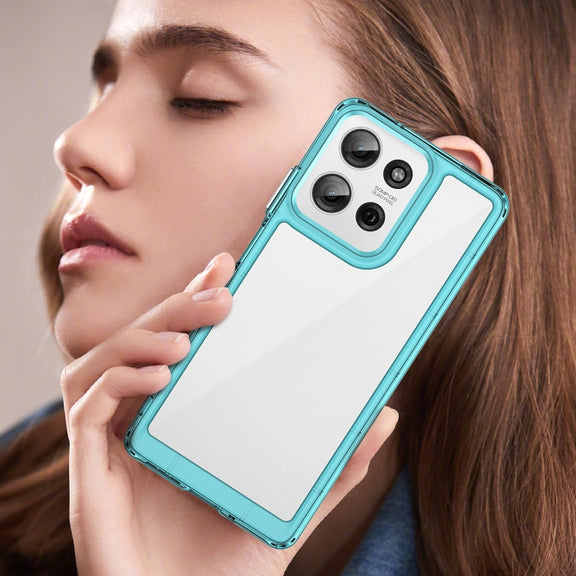 For Motorola Moto G75 5G Colorful Series Acrylic Hybrid TPU Phone Case(Transparent Blue)