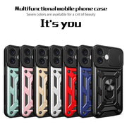 For iPhone 16 Sliding Camera Cover Design TPU+PC Phone Case(Black)