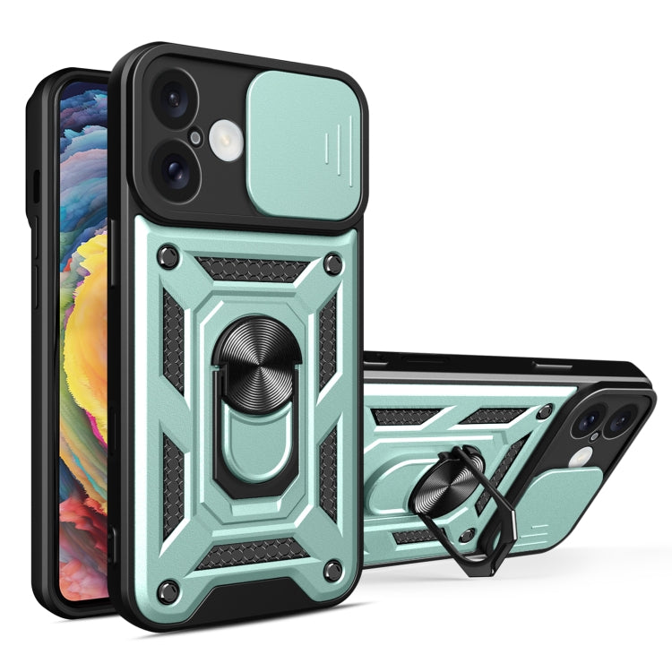 For iPhone 16 Sliding Camera Cover Design TPU+PC Phone Case(Green) - iPhone 16 Cases by PMC TechLife | Online Shopping South Africa | PMC TechLife | Buy Now Pay Later Mobicred