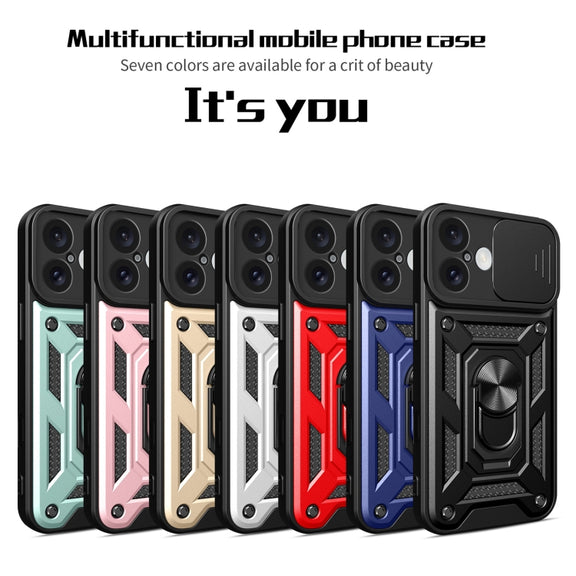 For iPhone 16 Sliding Camera Cover Design TPU+PC Phone Case(Rose Gold)