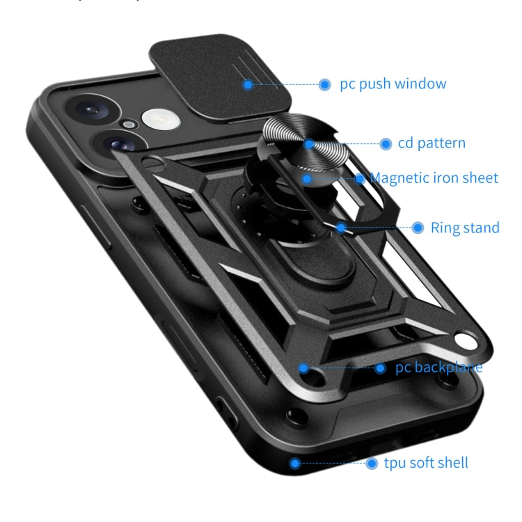 For iPhone 16 Sliding Camera Cover Design TPU+PC Phone Case(Rose Gold)