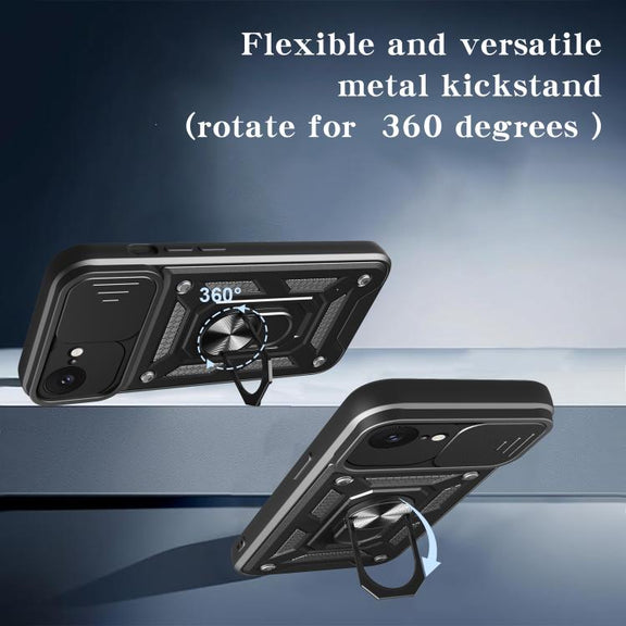 For iPhone 16e Sliding Camera Cover Design TPU+PC Phone Case(Black)