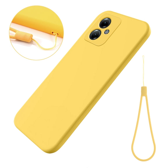 For Motorola Moto G54 Power Pure Color Liquid Silicone Shockproof Phone Case(Yellow)
