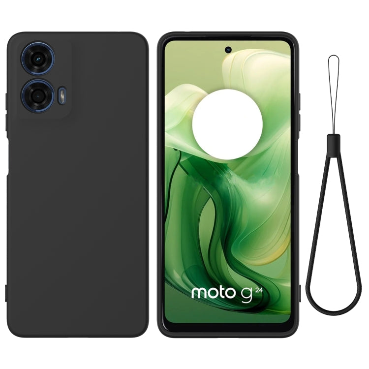 For Motorola Moto G04 / G24 Pure Color Liquid Silicone Shockproof Phone Case(Black) - Motorola Cases by PMC TechLife | Online Shopping South Africa | PMC TechLife | Buy Now Pay Later Mobicred