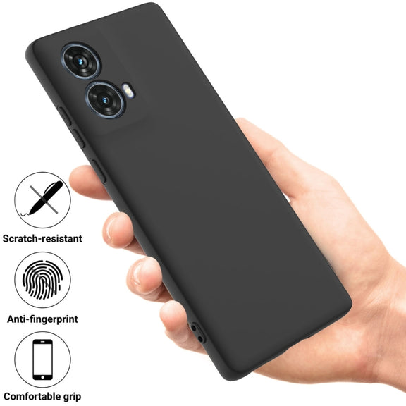 For Motorola Moto G85 Solid Color Liquid Silicone Dropproof Full Coverage Phone Case(Black)