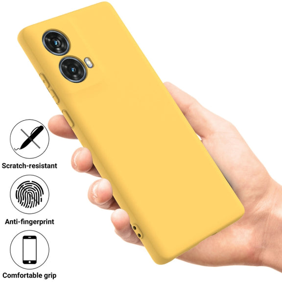 For Motorola Moto G85 Solid Color Liquid Silicone Dropproof Full Coverage Phone Case(Yellow)