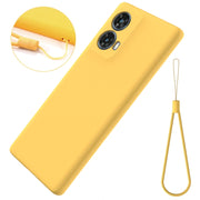 For Motorola Moto G85 Solid Color Liquid Silicone Dropproof Full Coverage Phone Case(Yellow)