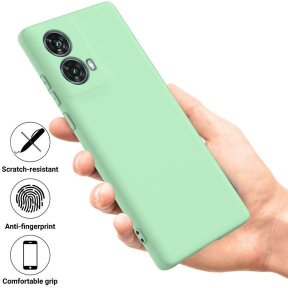 For Motorola Moto G85 Solid Color Liquid Silicone Dropproof Full Coverage Phone Case(Green)