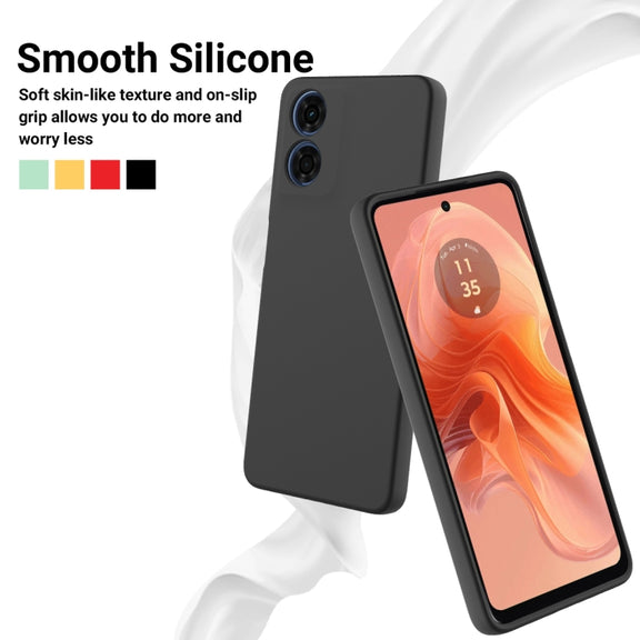 For Motorola Moto E14 Solid Color Liquid Silicone Dropproof Full Coverage Phone Case(Black)