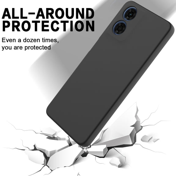 For Motorola Moto E14 Solid Color Liquid Silicone Dropproof Full Coverage Phone Case(Black)