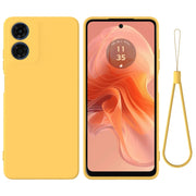 For Motorola Moto E14 Solid Color Liquid Silicone Dropproof Full Coverage Phone Case(Yellow)