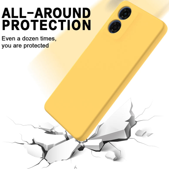 For Motorola Moto E14 Solid Color Liquid Silicone Dropproof Full Coverage Phone Case(Yellow)