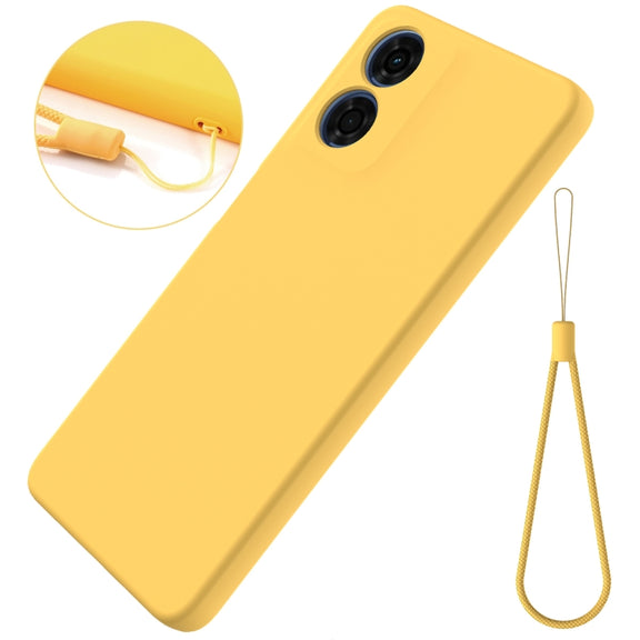 For Motorola Moto E14 Solid Color Liquid Silicone Dropproof Full Coverage Phone Case(Yellow)