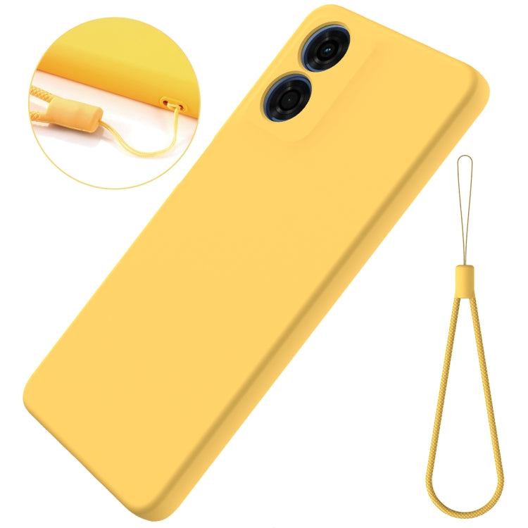 For Motorola Moto E14 Solid Color Liquid Silicone Dropproof Full Coverage Phone Case(Yellow)