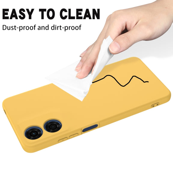 For Motorola Moto E14 Solid Color Liquid Silicone Dropproof Full Coverage Phone Case(Yellow)