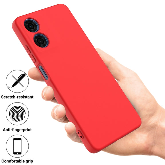 For Motorola Moto E14 Solid Color Liquid Silicone Dropproof Full Coverage Phone Case(Red)