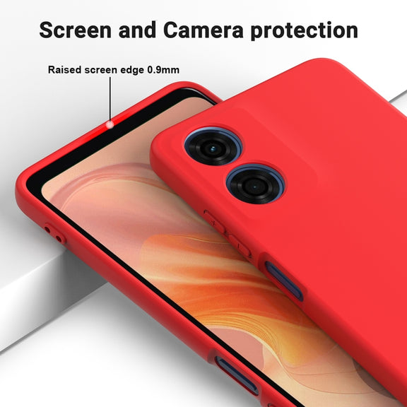 For Motorola Moto E14 Solid Color Liquid Silicone Dropproof Full Coverage Phone Case(Red)