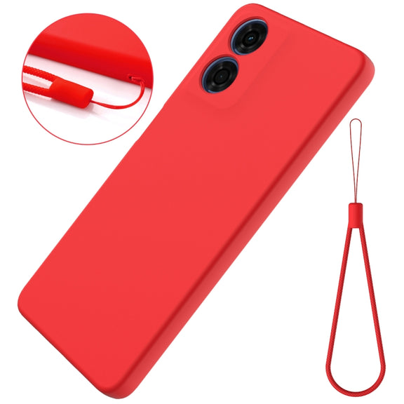 For Motorola Moto E14 Solid Color Liquid Silicone Dropproof Full Coverage Phone Case(Red)