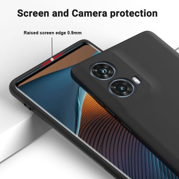 For Motorola S50 Neo Solid Color Liquid Silicone Dropproof Full Coverage Phone Case(Black)