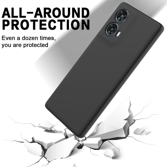 For Motorola S50 Neo Solid Color Liquid Silicone Dropproof Full Coverage Phone Case(Black)