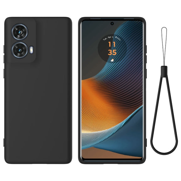 For Motorola S50 Neo Solid Color Liquid Silicone Dropproof Full Coverage Phone Case(Black)