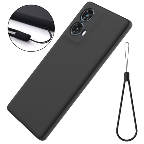 For Motorola S50 Neo Solid Color Liquid Silicone Dropproof Full Coverage Phone Case(Black)